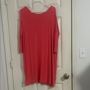 Lolly Wolly Doodle Coral Scoop Neck Shift Dress